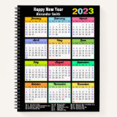 2023年カレンダー年モダンカスタム休 ノートブック (正面)