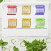 2023年カレンダー生地フォント月ボルト生地Ki キッチンタオル (折り畳み)