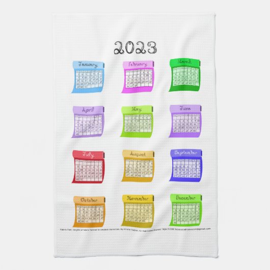 2023年カレンダー生地フォント月ボルト生地Ki キッチンタオル (縦)