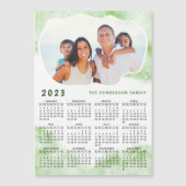 2023年カレンダー磁石家族の写真名緑ホワイト (正面)