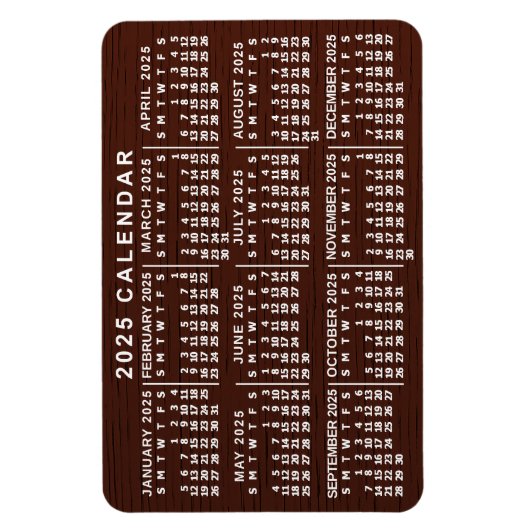 2023年カレンダー茶色い木目シンプル粒度 マグネット (縦)