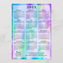 2023年カレンダー虹色カラフルホログラフィック