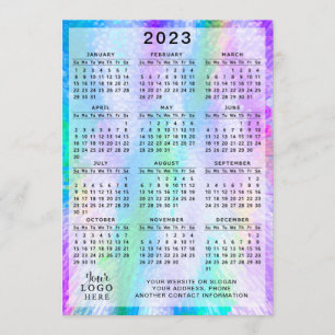 2023年カレンダー虹色カラフルホログラフィック プログラム