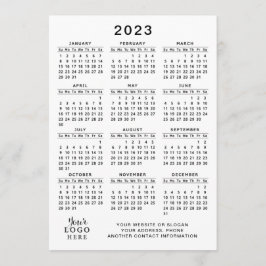 2023年カレンダー通年ホワイトブラックミニマル プログラム