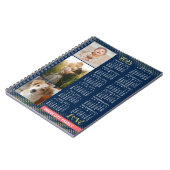 2023年カレンダーNavy Coral金ゴールドファミリーフォトコラージュ ノートブック (左側)