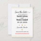 2023年カレン結婚ダー赤面ピンク金ゴールド3枚 セーブザデート (裏面)