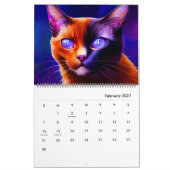 2023年キャットカレンダー – Cosmic Cats抽象芸術アート カレンダー (2月 2027)
