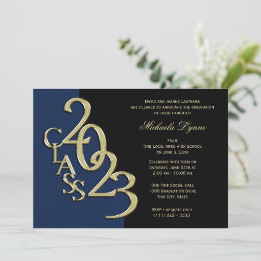 2023年クラスのカラー付き金ゴールド 招待状 (スタンド正面)