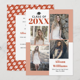 2023年クラスのテラコッタ写真卒業 案内状