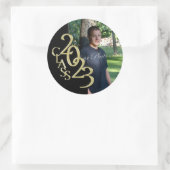 2023年クラスのブラックと金ゴールドの卒業クラス ラウンドシール (バッグ)