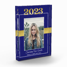 2023年クラスのブルーと金ゴールド卒業記念 フォトブロック