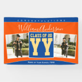 2023年クラスのブルーオレンジ金ゴールド卒業写真 横断幕 (横)