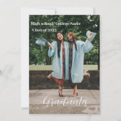 2023年クラスのホワイトスクリプトダブル卒業 案内状 (正面)