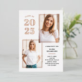 2023年クラスの写真白とバラ金ゴールドグラードパーティー 箔招待状 (立ち正面)