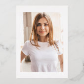 2023年クラスの写真白とバラ金ゴールドグラードパーティー 箔招待状 (裏面)