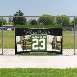 2023年クラスの森の緑の黒の卒業写真 横断幕