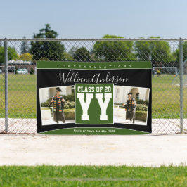 2023年クラスの森の緑の黒の卒業写真 横断幕