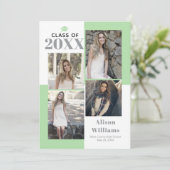 2023年クラスの4枚の写真グレーのミント卒業 案内状 (スタンド正面)