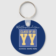 2023年クラスエレガントブルー王室のと金ゴールドの卒業 キーホルダー