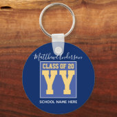 2023年クラスエレガントブルー王室のと金ゴールドの卒業 キーホルダー (正面)