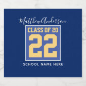 2023年クラスエレガントブルー王室のと金ゴールドの卒業 ビールラベル (シングルラベル)