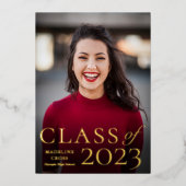 2023年クラス写真卒業金ゴールド 箔招待状 (正面)