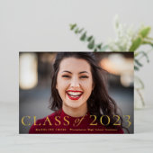 2023年クラス写真卒業金ゴールド 箔招待状 (立ち正面)