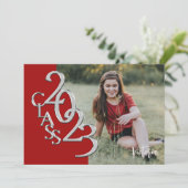 2023年クラス写真卒業Red Silver Invitati 招待状 (スタンド正面)