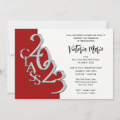2023年クラス写真卒業Red Silver Invitati 招待状 (裏面)