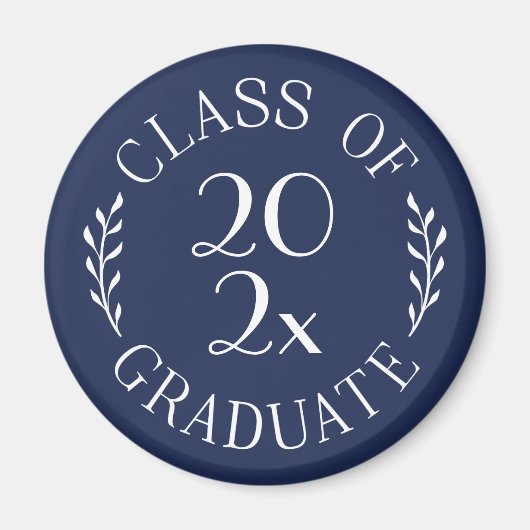 2023年クラス卒業シックタイポグラフィネイビーブルー マグネット (正面)