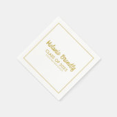 2023年クラス卒業金ゴールドブラシスクリプト スタンダードカクテルナプキン (角)