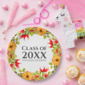 2023年クラス明るいモダンフローラの卒業 ペーパープレート (パーティー)