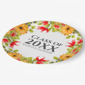 2023年クラス明るいモダンフローラの卒業 ペーパープレート (アングル)