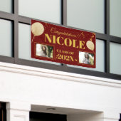 2023年クラス赤金ゴールド風船写真卒業 横断幕 (ビルの外側)