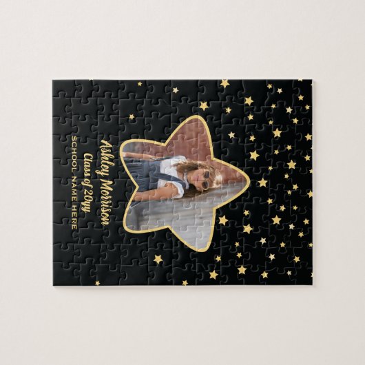 2023年クラス黒星と金ゴールド星写真卒業 ジグソーパズル (横)