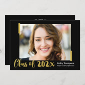 2023年クラス黒金ゴールド写真卒業パーティー 招待状 (正面/裏面)