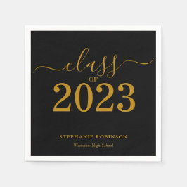 2023年クラス黒金ゴールド卒業 スタンダードカクテルナプキン