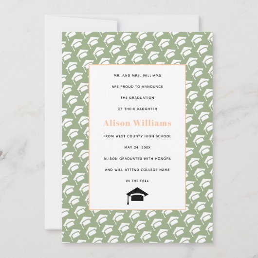 2023年クラス4枚の写真桃のセージ卒業 案内状 (裏面)