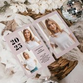 2023年クラス |三つのフォト赤面ピンクグラードパーティー 招待状