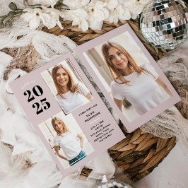 2023年クラス |三つのフォト赤面ピンクグラードパーティー 招待状