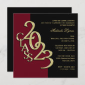 2023年クラスGrad Burgundyと金ゴールド招待状 招待状 (正面/裏面)
