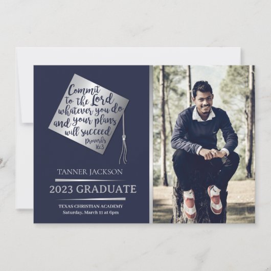 2023年クリスチャン招待状卒業引用文 招待状 (正面)