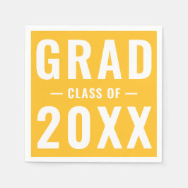 2023年ゴールデンイエロータイポグラフィパーティーの卒業クラス スタンダードカクテルナプキン