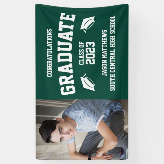 2023年シンプルグリーン卒業の写真一教室 横断幕 (縦)