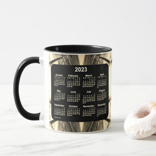 2023年セピア芸術的・ネオン・カレンダーby Janz Mug マグカップ (ドーナツ)