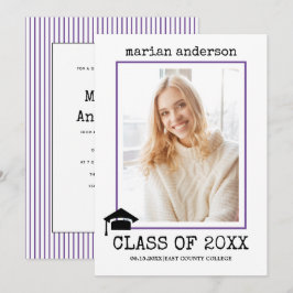 2023年タイプライターの紫色の卒業写真のクラス 招待状