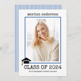 2023年タイプライターブルー卒業写真のクラス 招待状