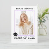 2023年タイプライター薄紫卒業写真のクラス 招待状 (スタンド正面)