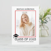 2023年タイプライター赤い卒業写真のクラス 招待状 (スタンド正面)