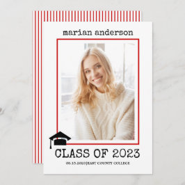 2023年タイプライター赤い卒業写真のクラス 招待状